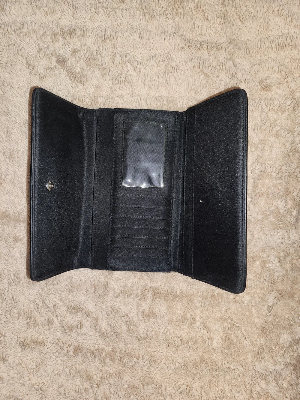 Coach Black Signature Canvas & Leather Card Holder Wallet CHECKBOOK SIZE